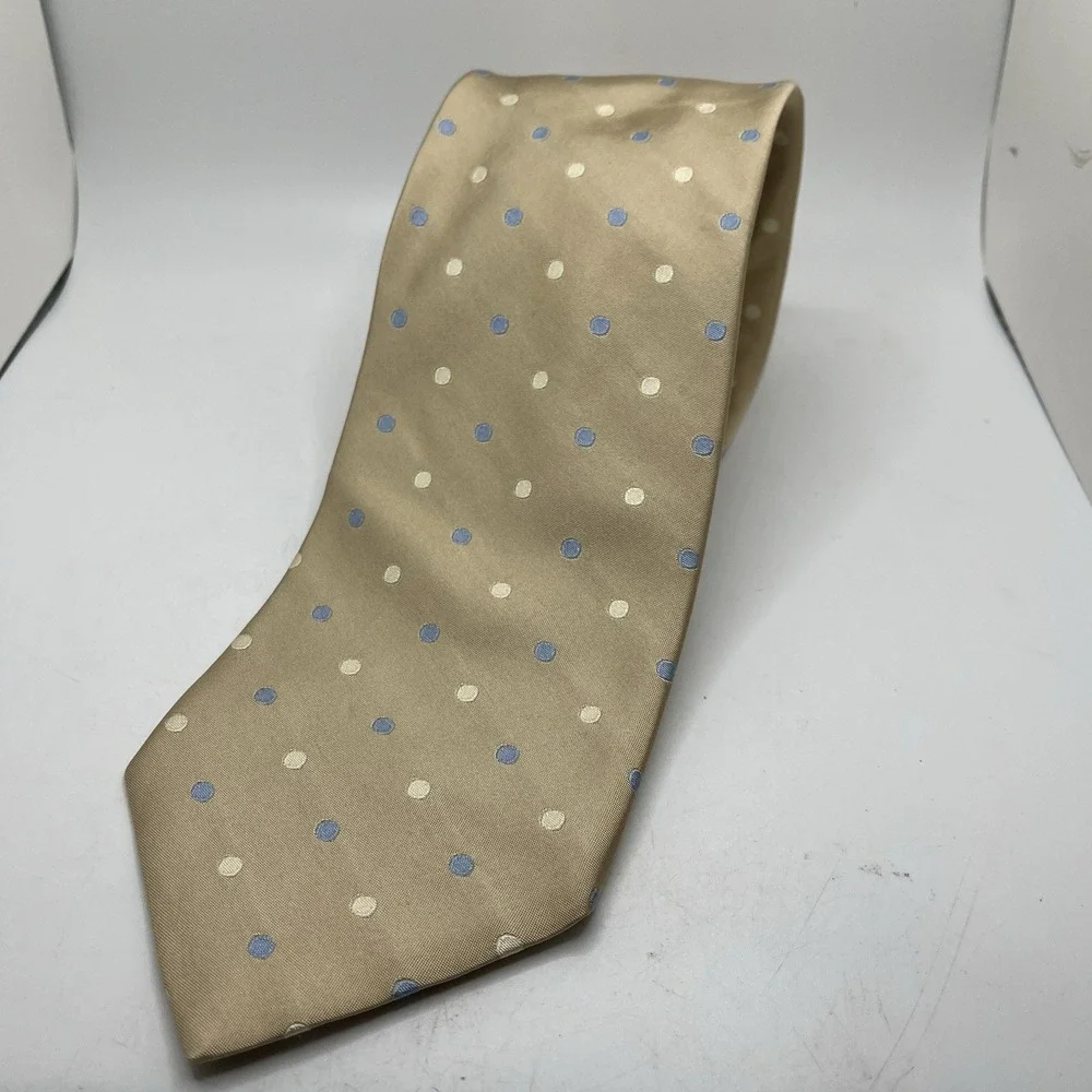 FAÇONNABLE Men's 100% Silk Necktie Luxury Gold / Blue / Yellow 3-3/4